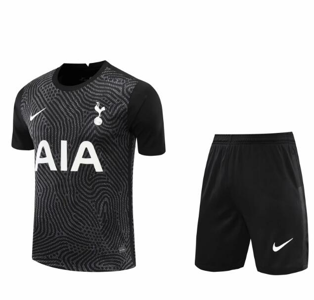 Tottenham Hotspur Goalkeeper Black Soccer Jersey Kits (Shirt+Shorts) 2020/21